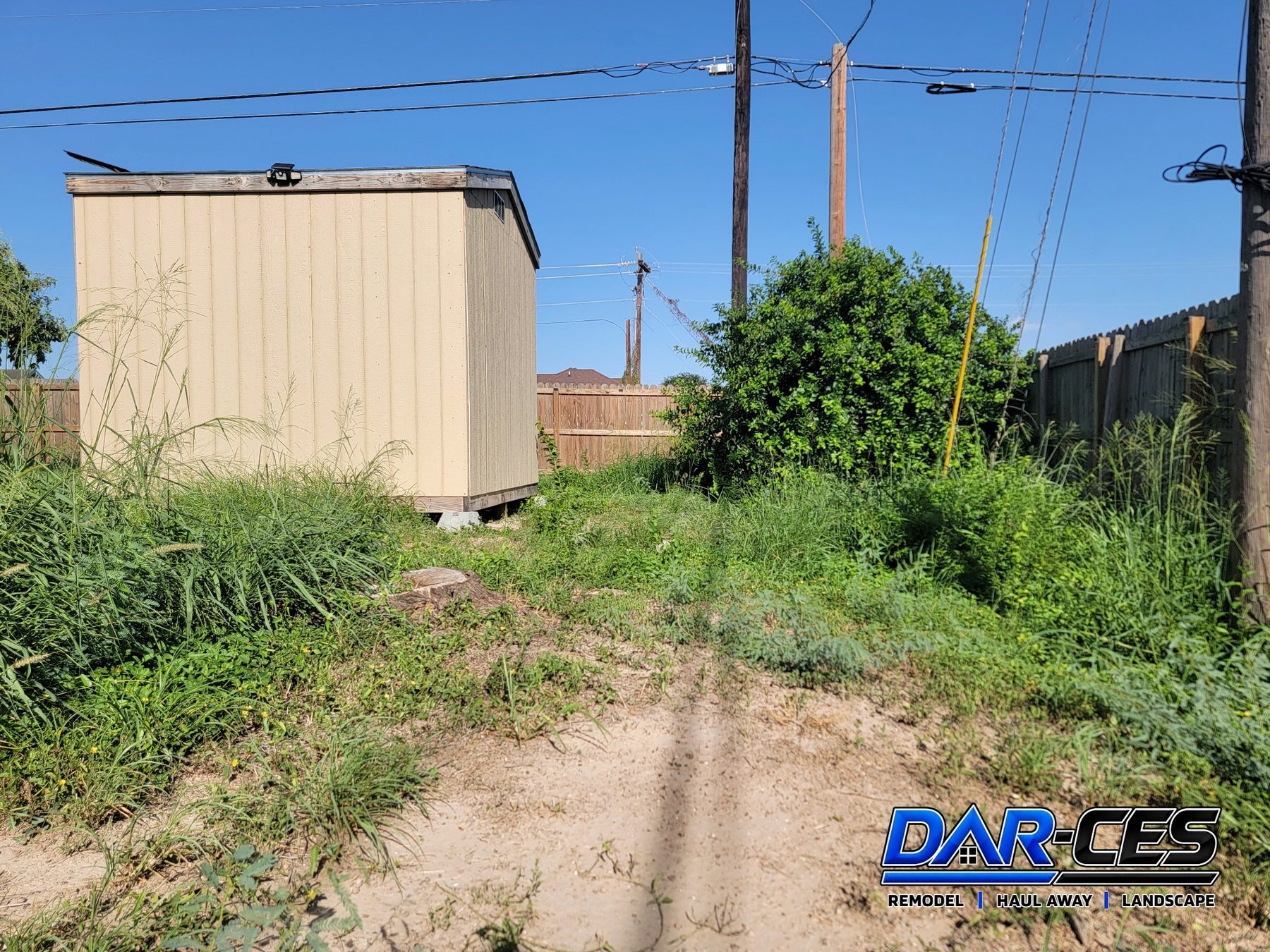BEFORE – lawn and landscape yard cleanup