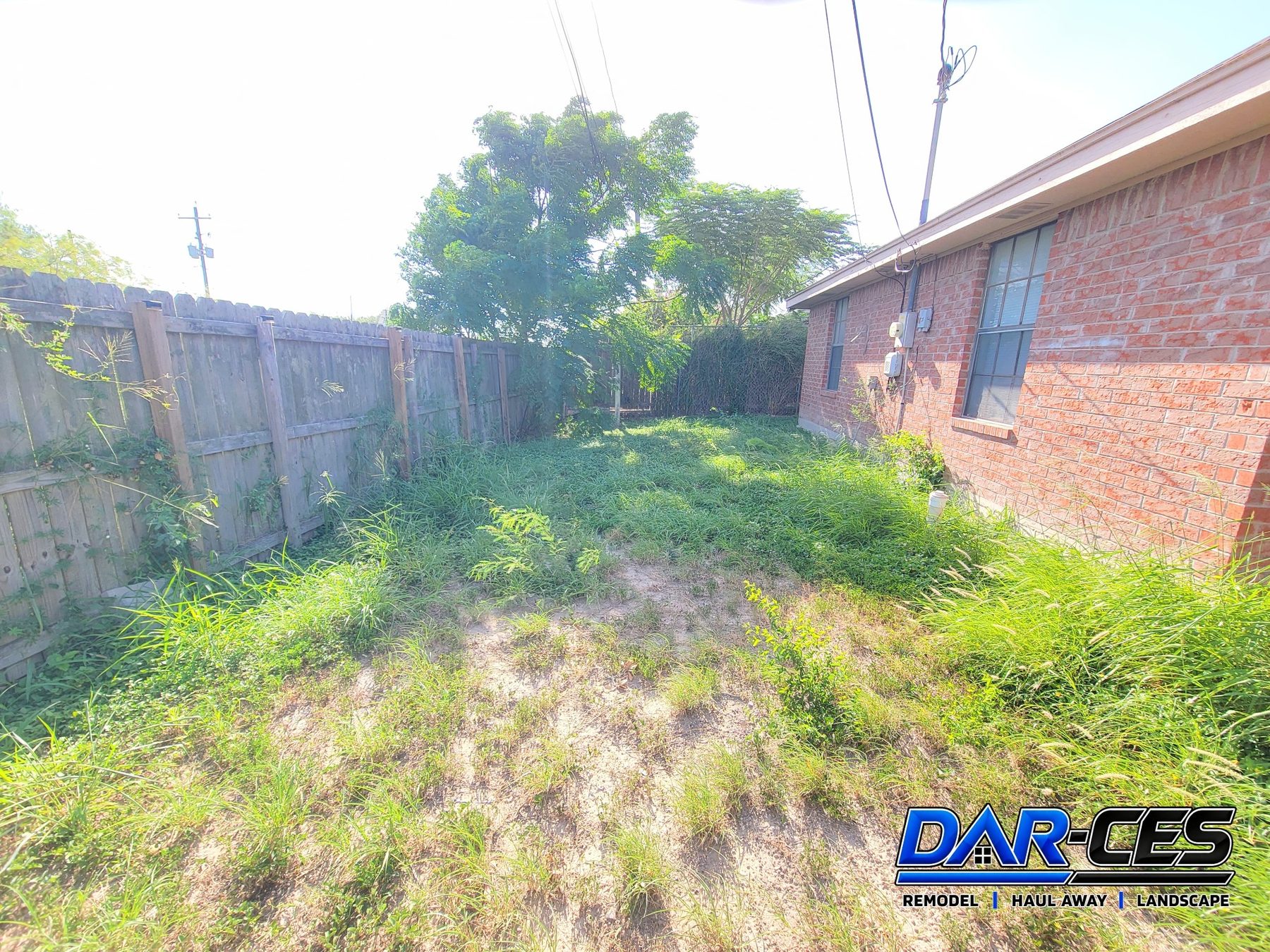 BEFORE – lawn and landscape yard cleanup